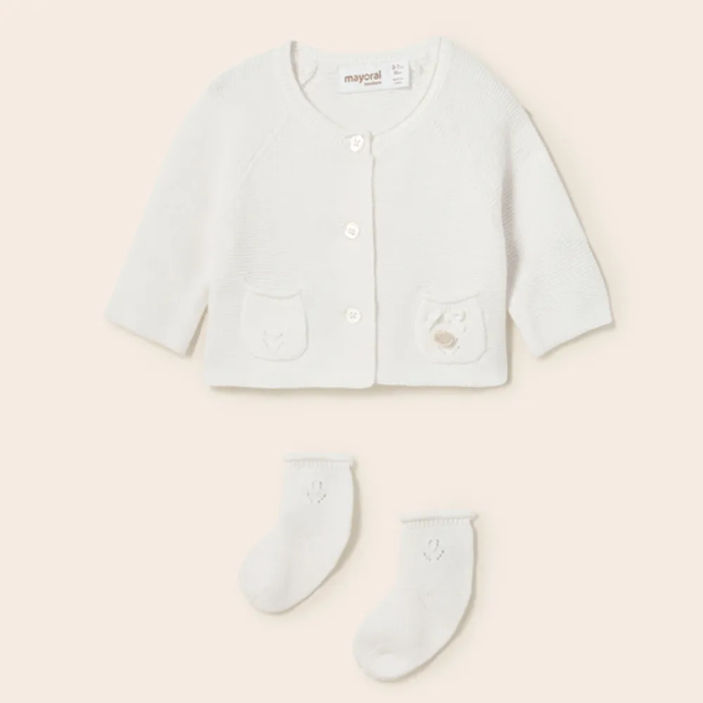 Mayoral White Cardigan & Socks Set