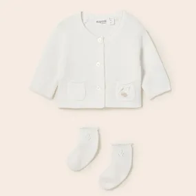 Mayoral White Cardigan & Socks Set