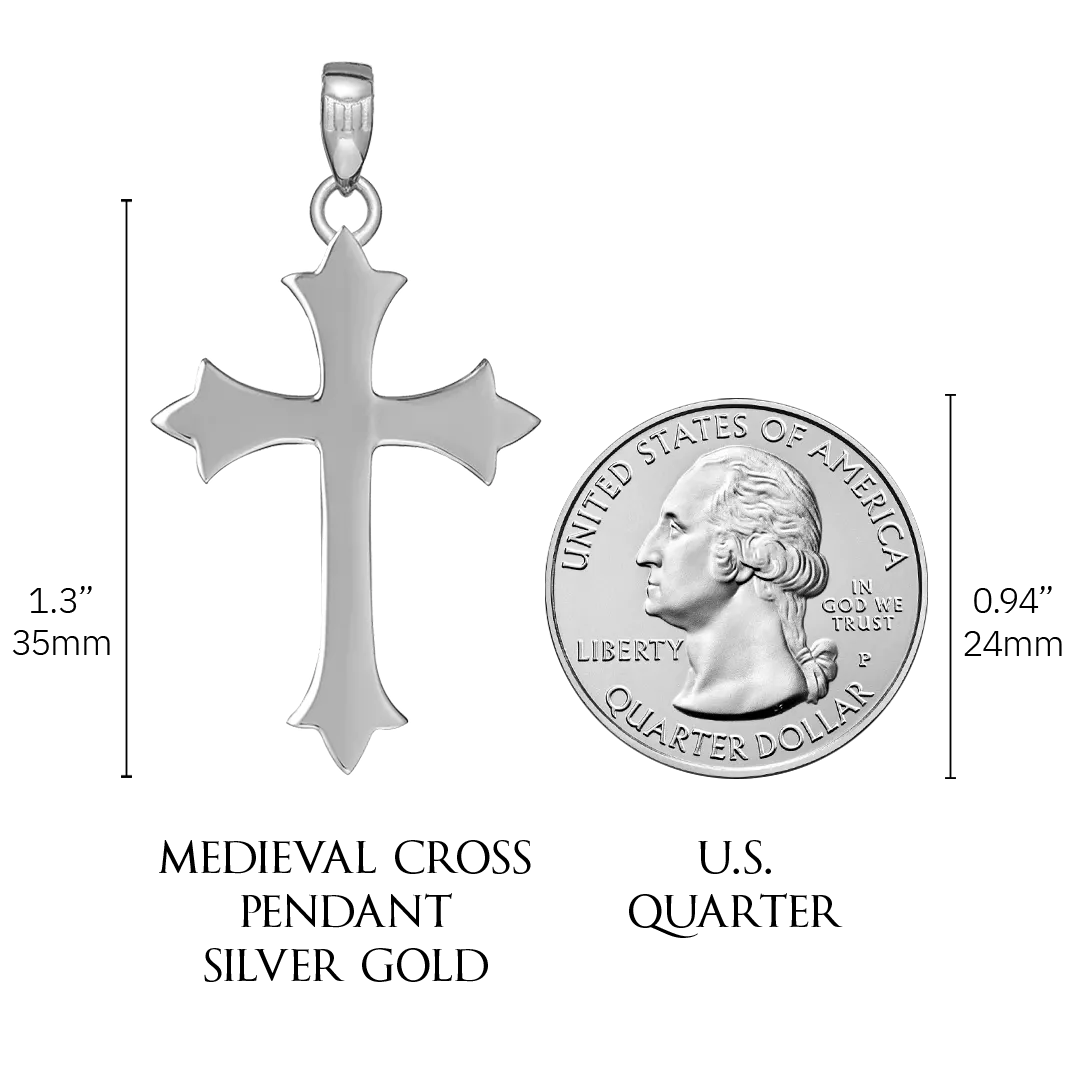 Medieval Cross Pendant - White Gold