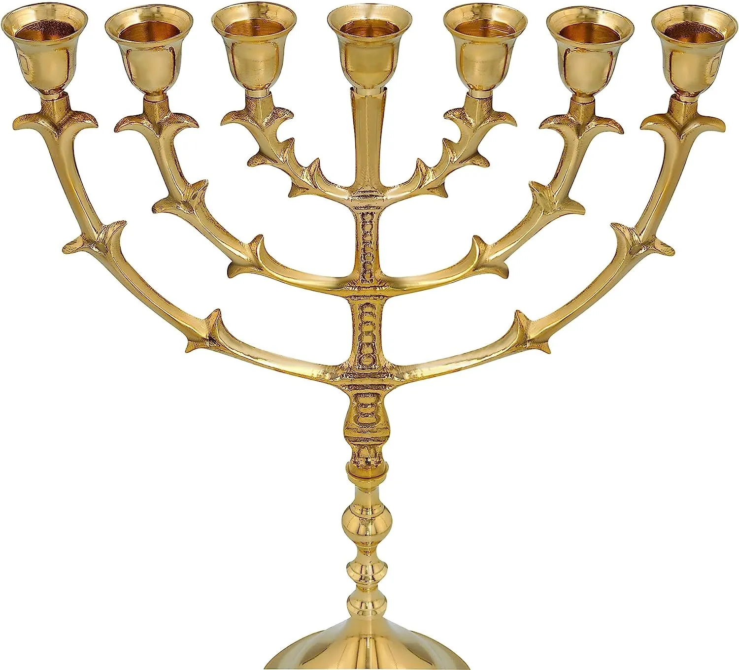 Menorah Solid Brass/Copper 12 inches Bronze 7 Branches Menorah Candle Holder