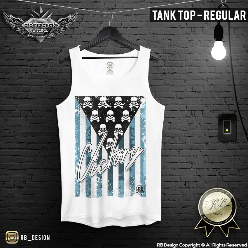 Men's Skull Flag T-shirt Victory Army Warrior Tank Top MD690 BLUE