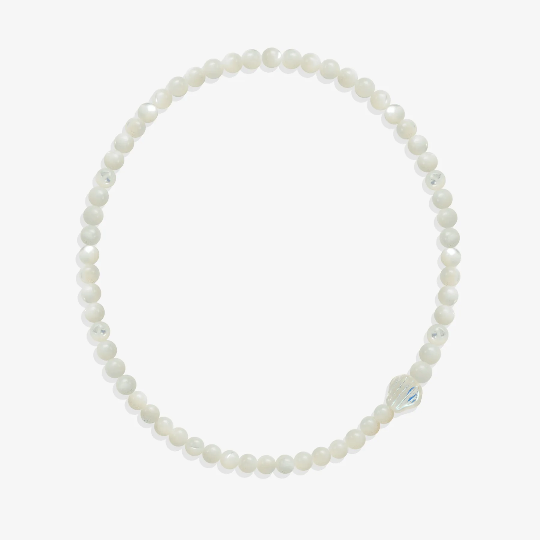 Mermaid AB Shell Mop Beaded Stretch Anklet (Water Resistant)