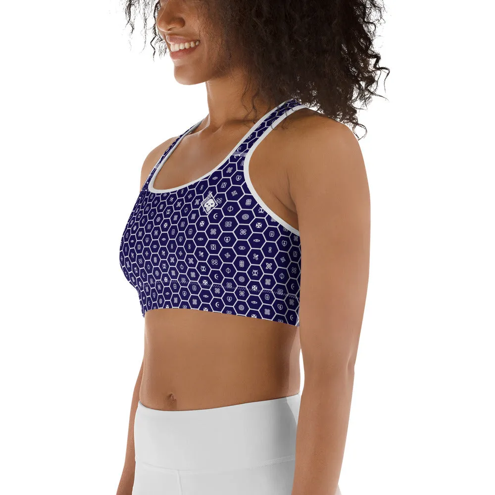 Moisture Wicking Sports Bra African Print Adinkra 001