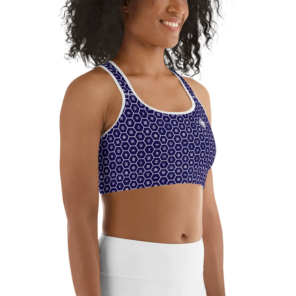 Moisture Wicking Sports Bra African Print Adinkra 001