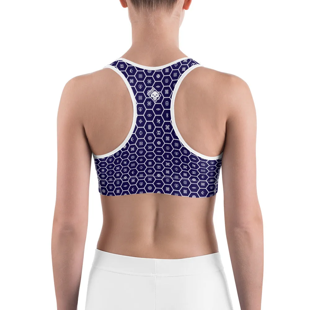 Moisture Wicking Sports Bra African Print Adinkra 001