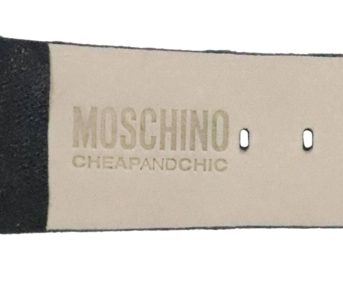 Moschino Black Leather & Stainless Steel Watch