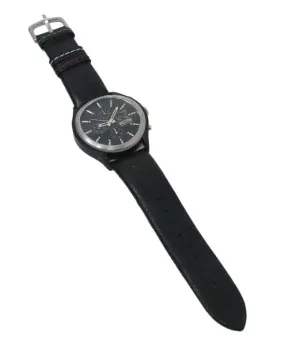 Moschino Black Leather & Stainless Steel Watch