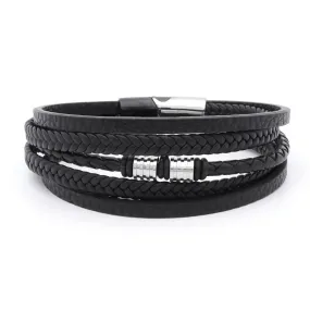 Multilayer Black Leather Bracelet