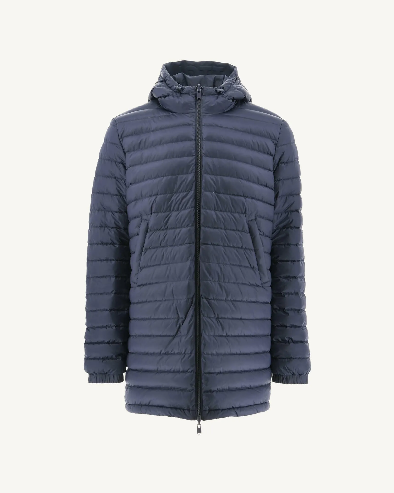 Navy Amsterdam long reversible hooded puffer jacket