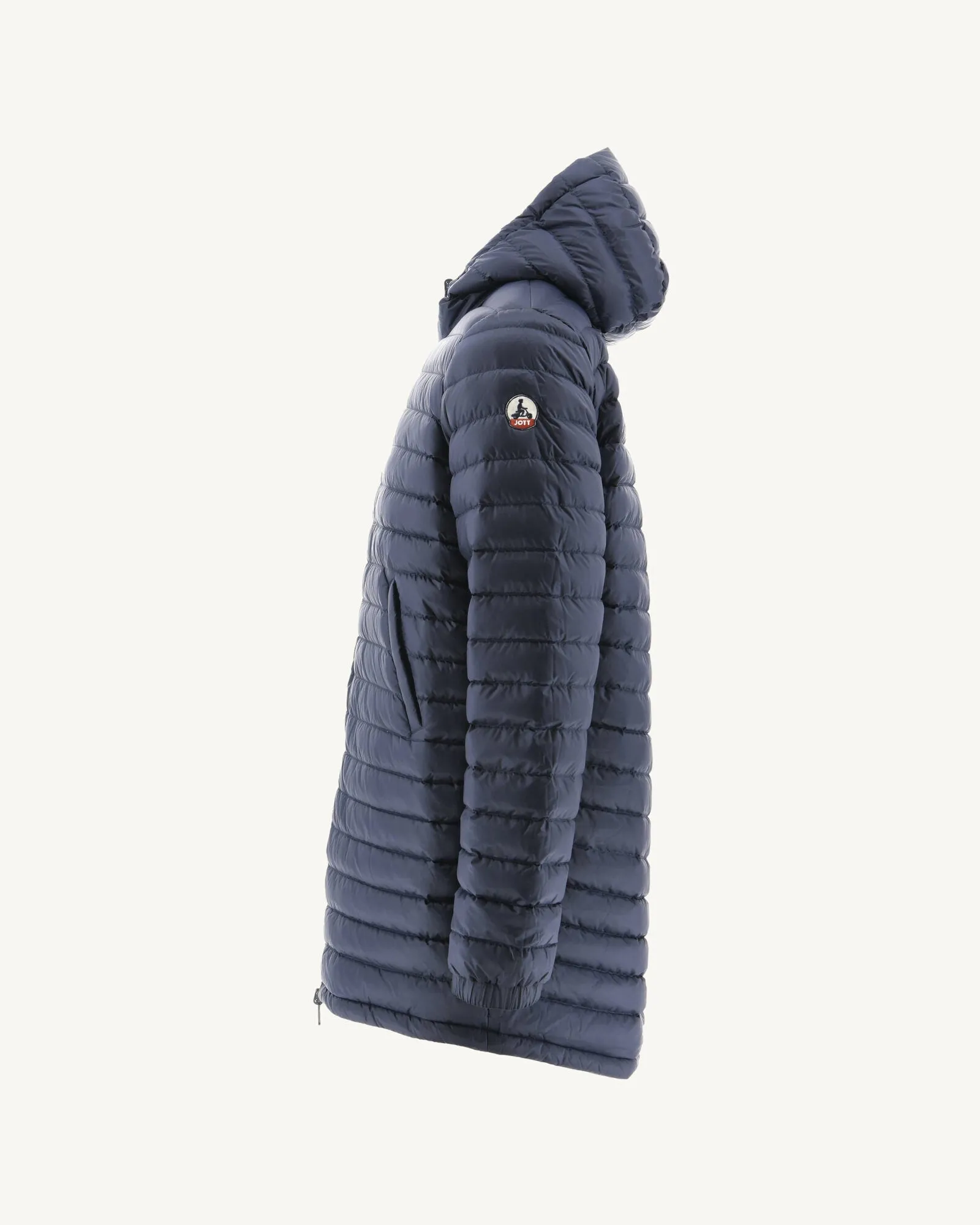 Navy Amsterdam long reversible hooded puffer jacket