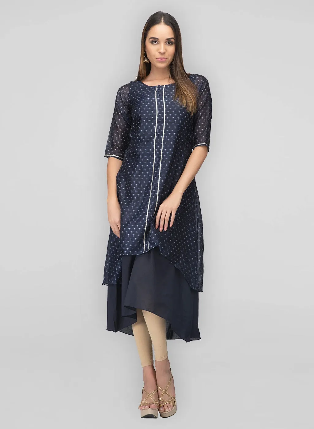 Navy Chanderi Marina Dress