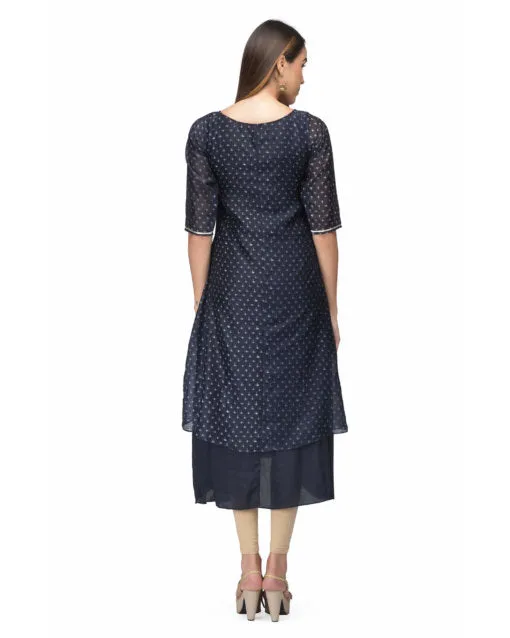 Navy Chanderi Marina Dress