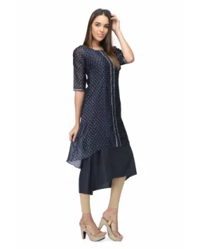 Navy Chanderi Marina Dress