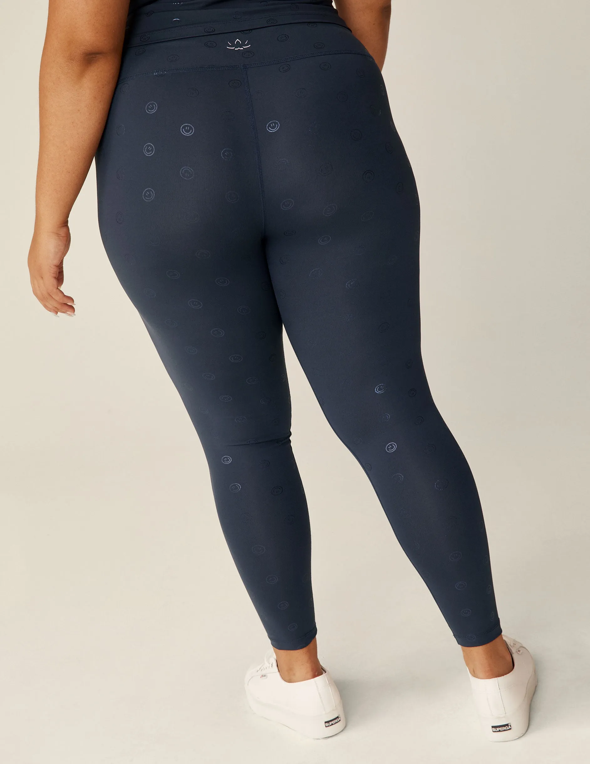 Navy Happy Face PowerShine High Waisted Midi Legging