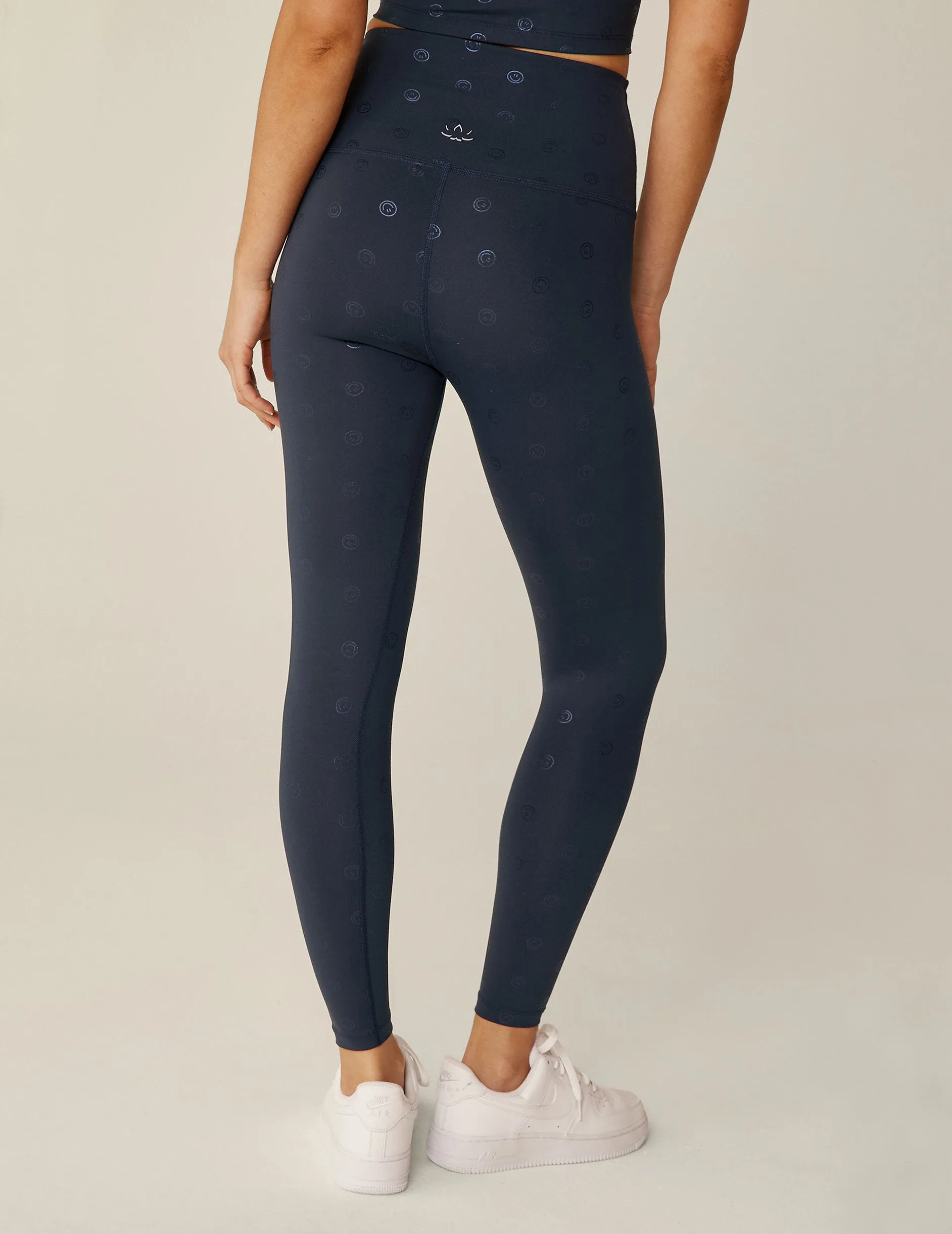 Navy Happy Face PowerShine High Waisted Midi Legging