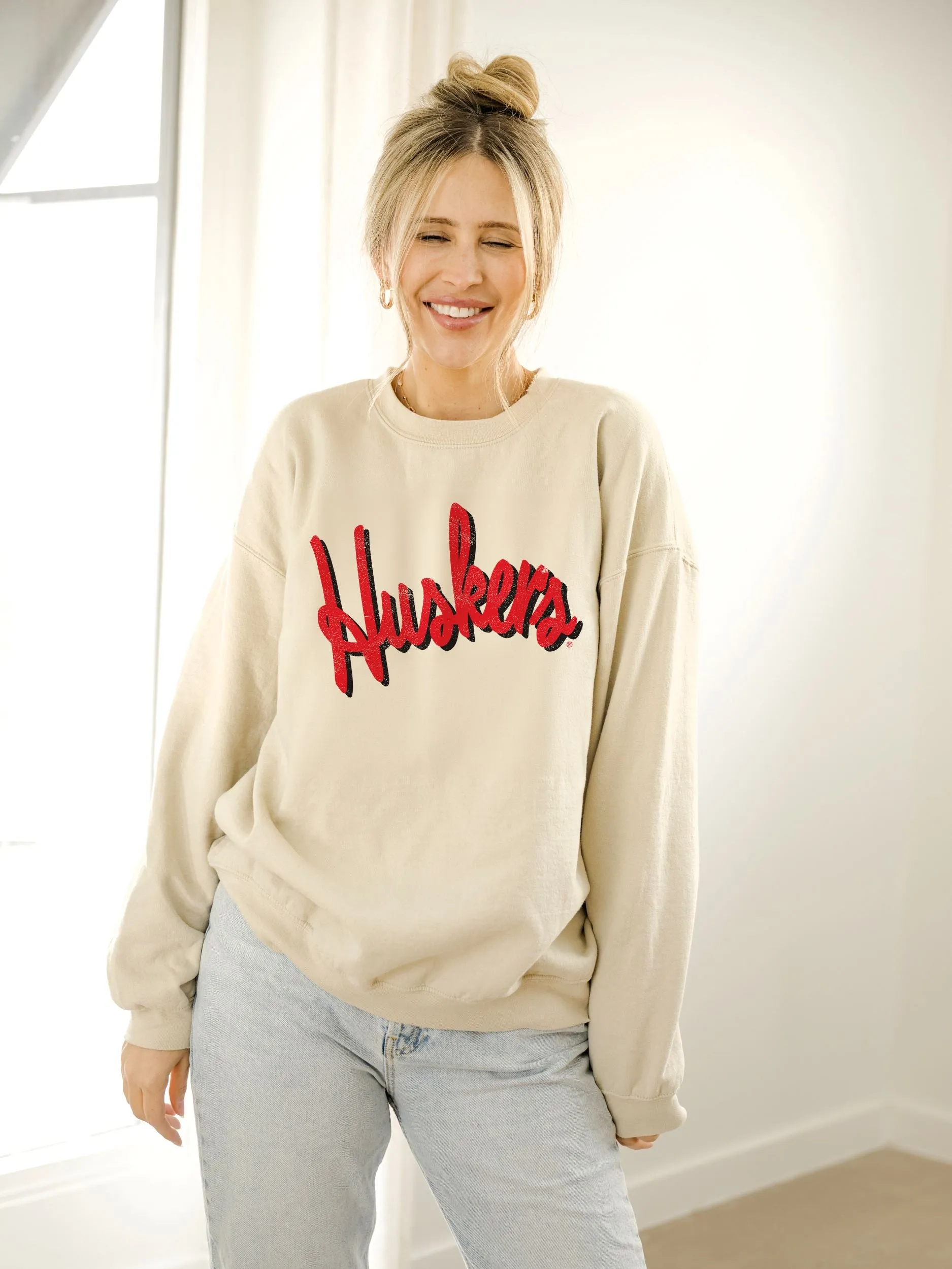 Nebraska Huskers Barbie Sand Thrifted Sweatshirt