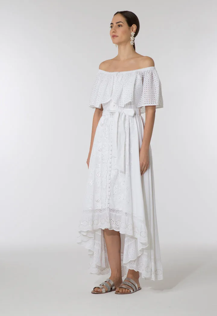 Off Shoulder Schiffli Dress