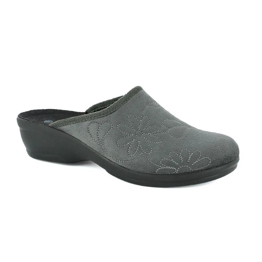 Pantofole da Donna - INBLU Art. BJ139 grigio con ricamo a fiore