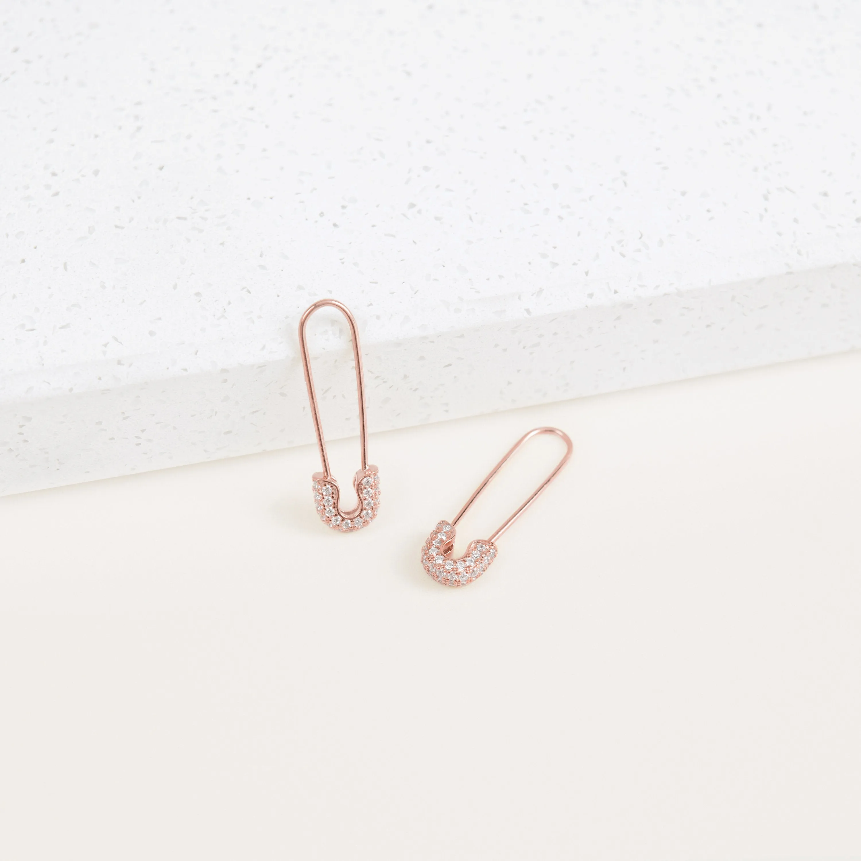 Pave Safety Pin Earrings