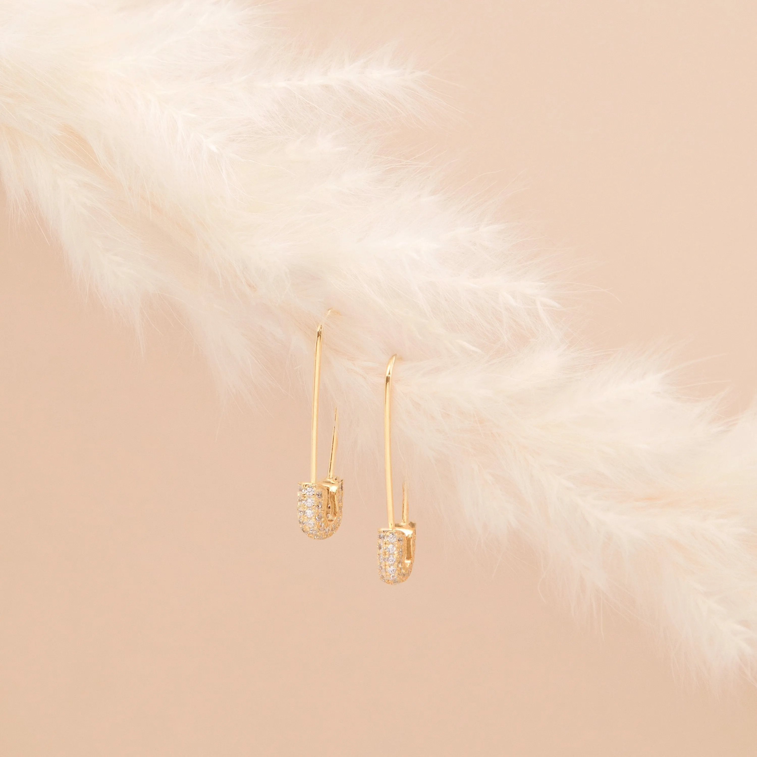 Pave Safety Pin Earrings