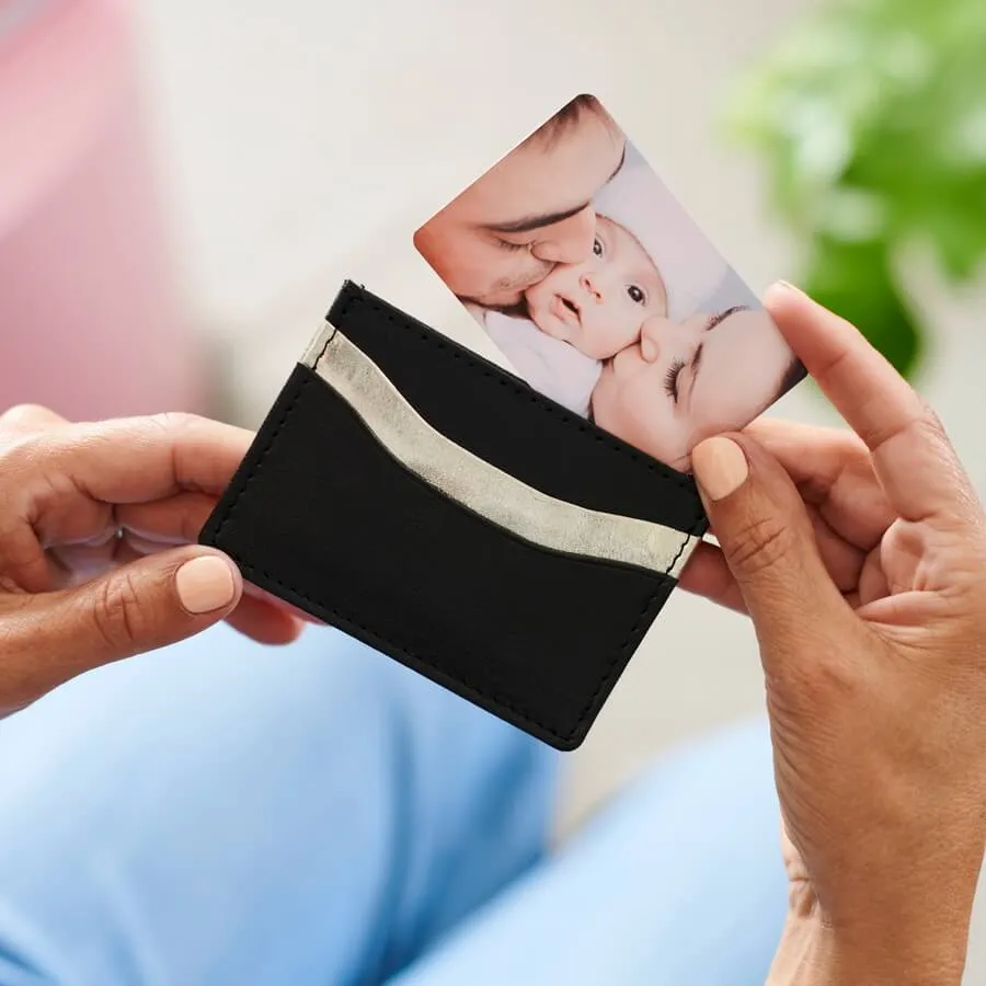 Personalised Womens Leather Card Holder with photo card