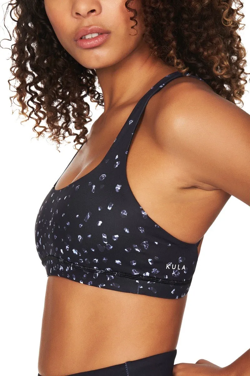 Prana Strappy Bra in Midnight Black Pebble