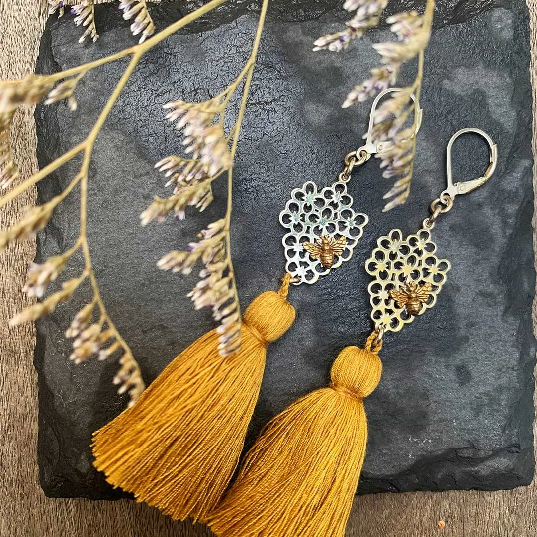 Queen Bee - Tassel Drop Earrings