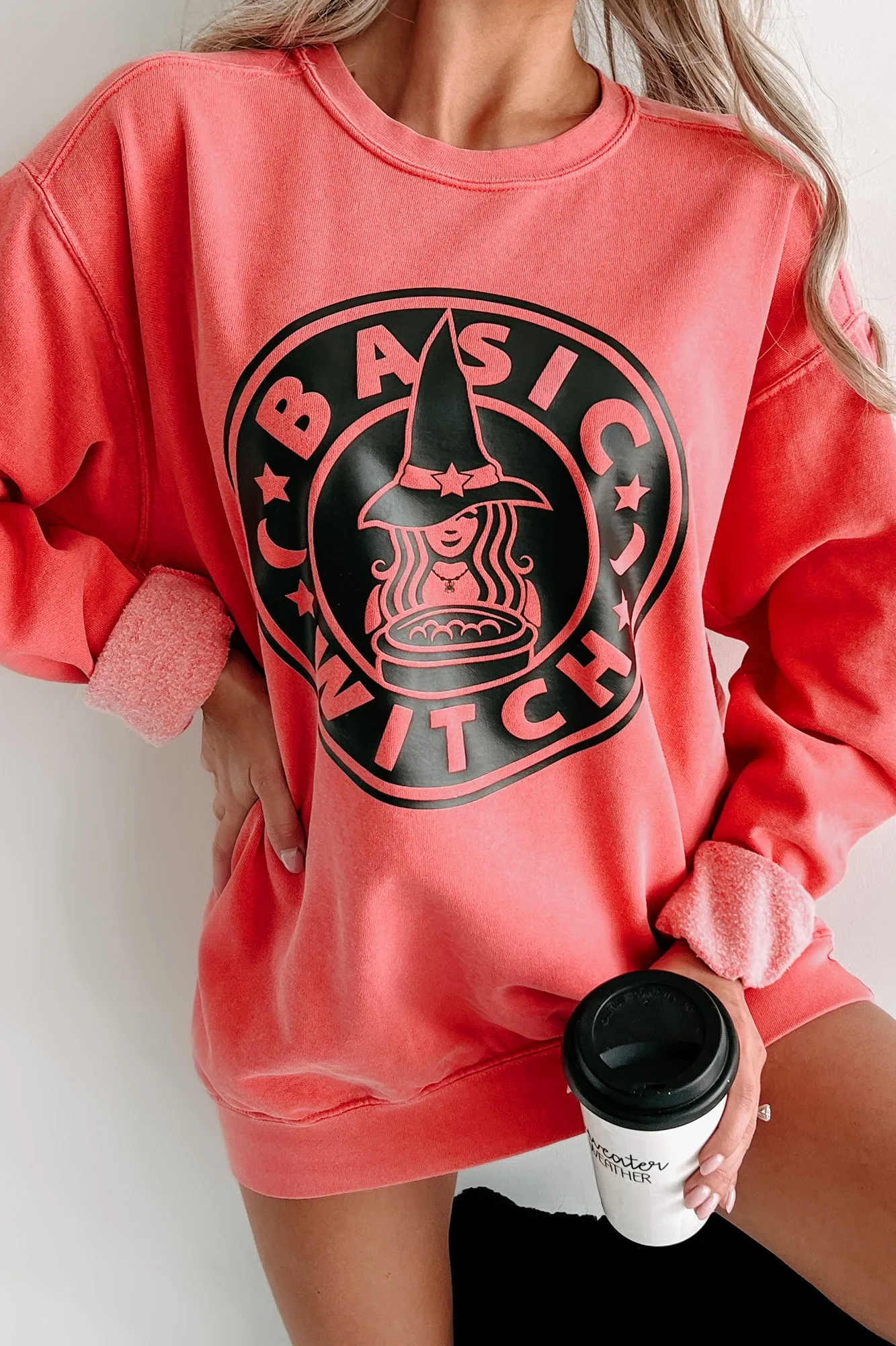 "Better Than Your Basic Witch" Graphic Crewneck (Watermelon) - Print On Demand