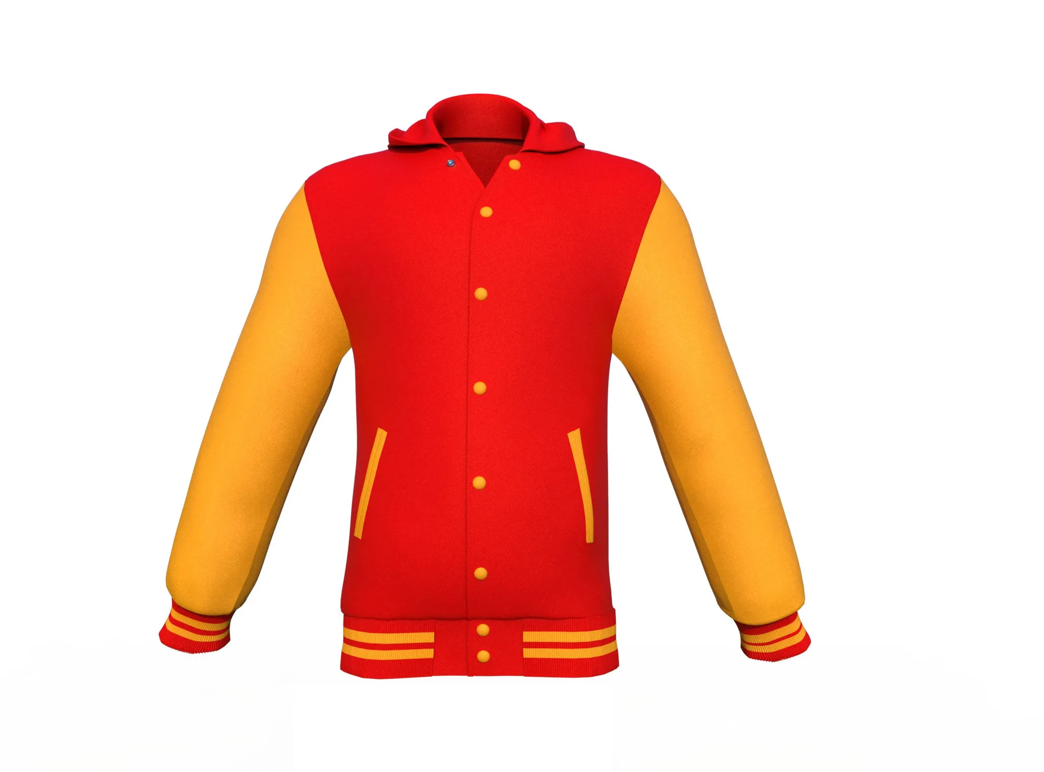 Red Varsity Letterman Jacket with Gold Sleeves