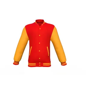 Red Varsity Letterman Jacket with Gold Sleeves