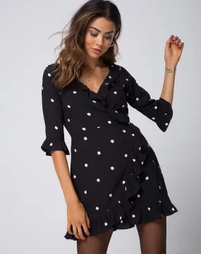 Riser Dress in Polkadot Black and White