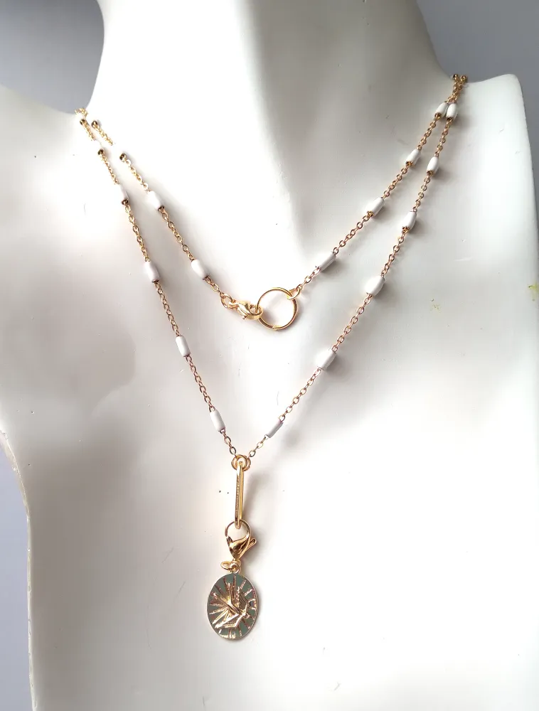 Roni White Chain with a Swallow Charm Layering Necklace