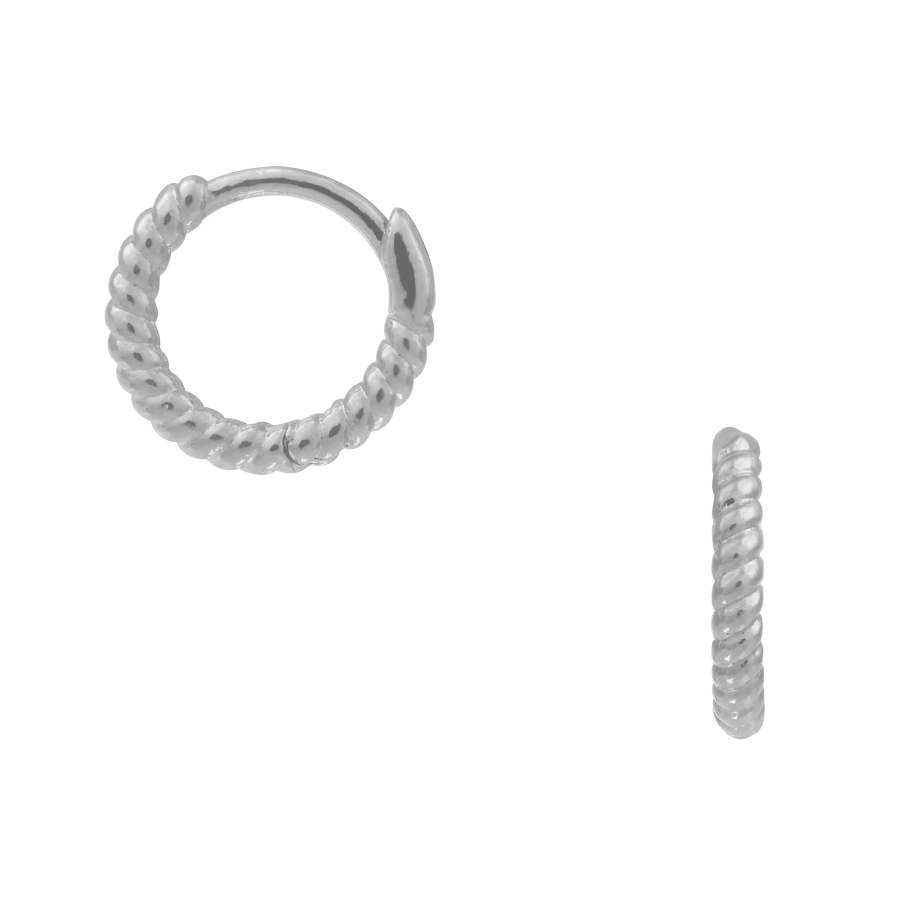 Rope Mini Micro Hoop Earrings - Silver