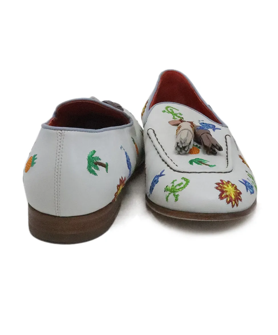 Rossetti White Flats w/ Multicolor Embroidery sz 8