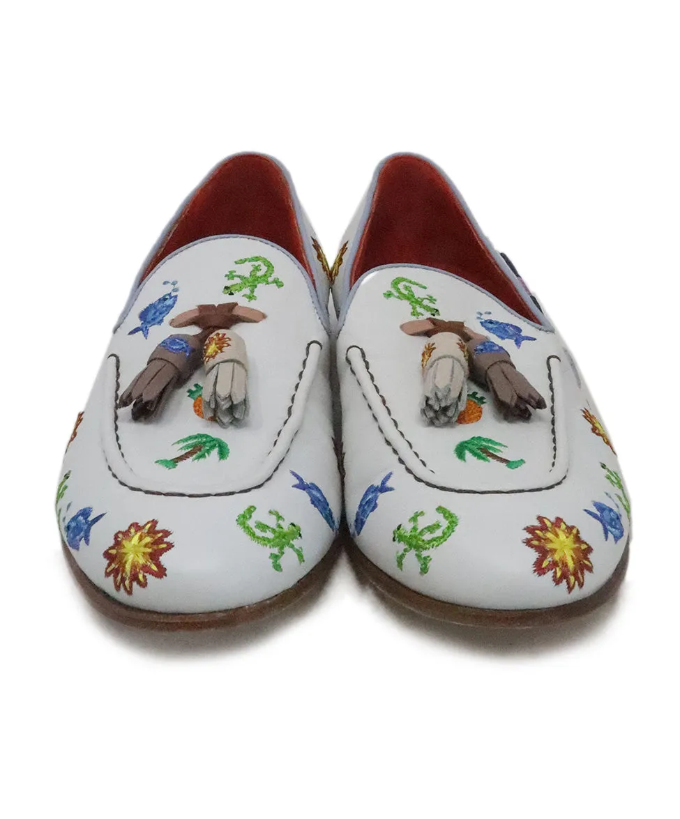 Rossetti White Flats w/ Multicolor Embroidery sz 8