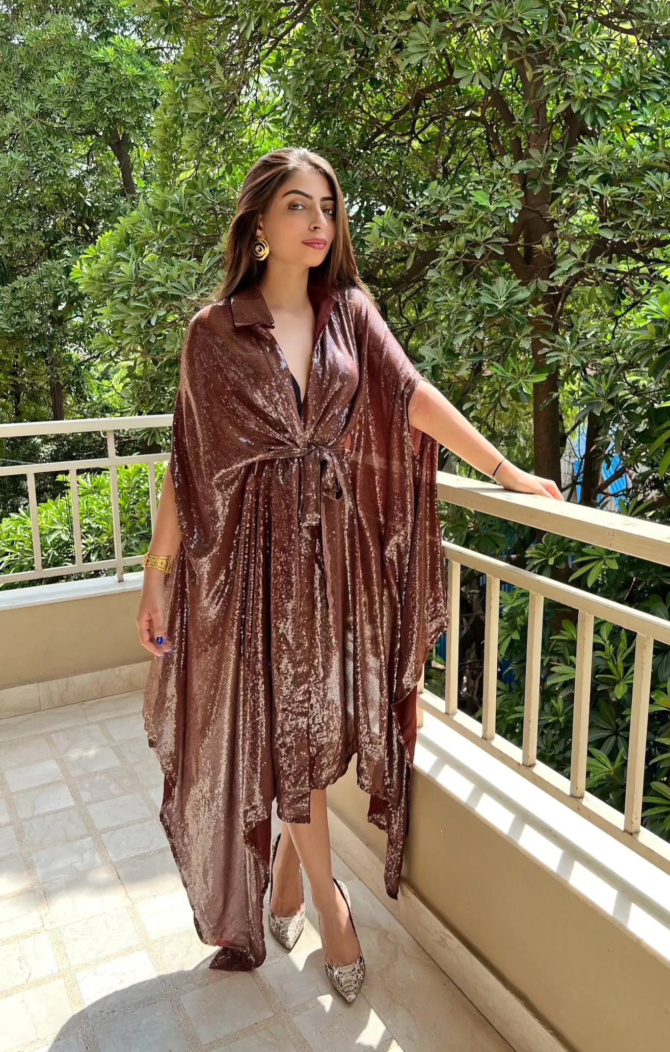 Rust Sequins Kaftan