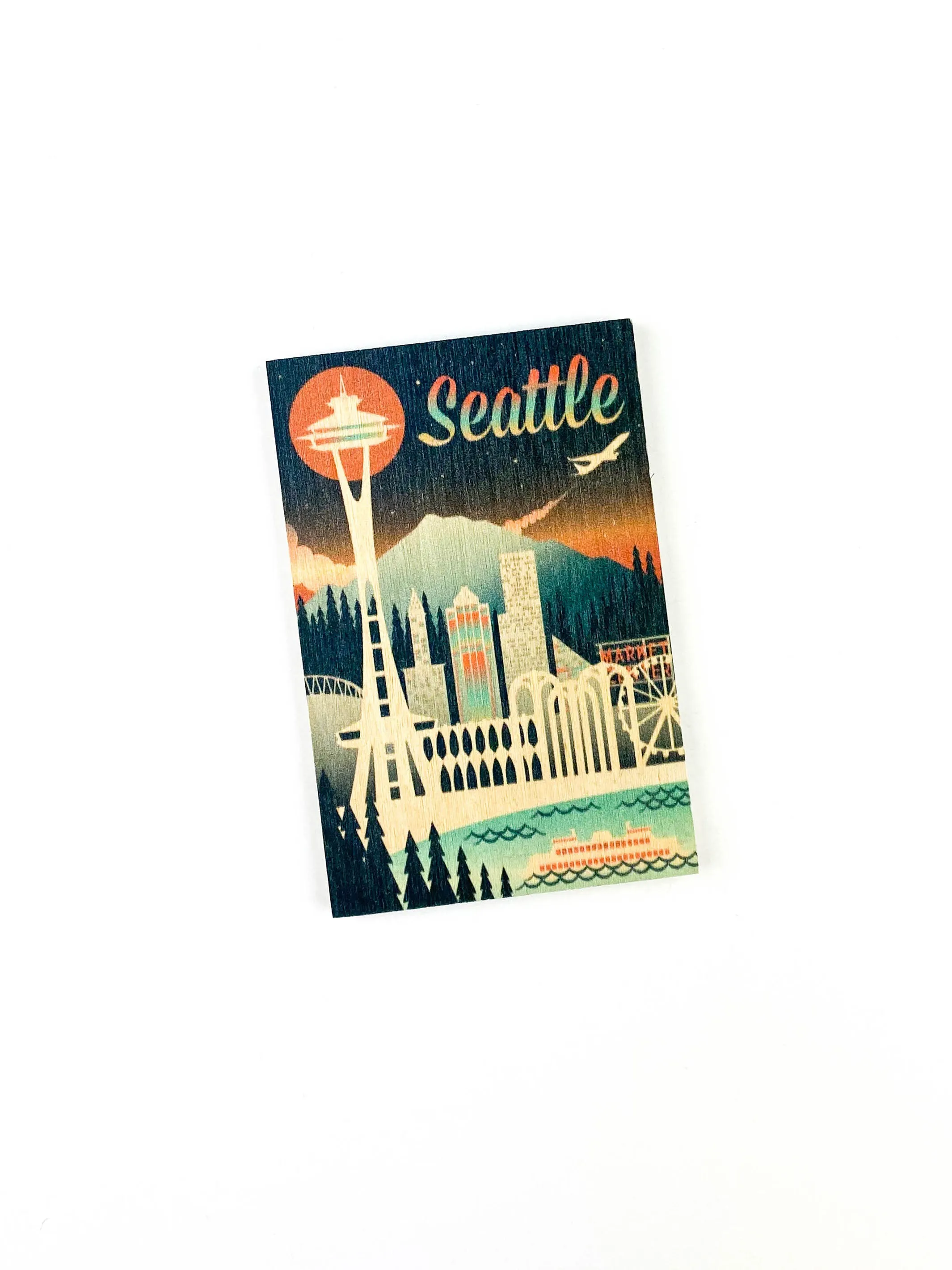 Seattle Retro Skyline Chromatic Series, Lantern Press Magnets