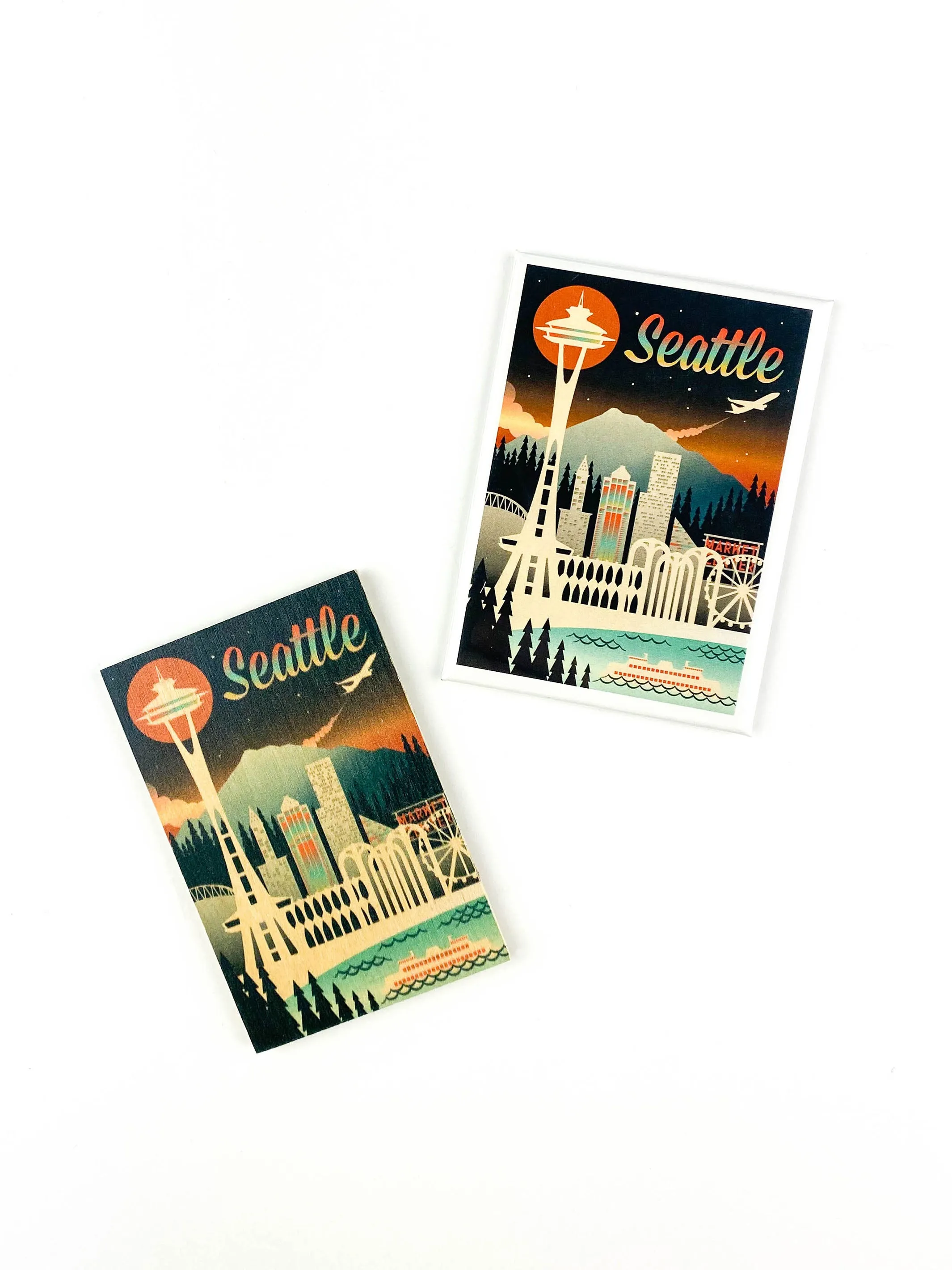 Seattle Retro Skyline Chromatic Series, Lantern Press Magnets