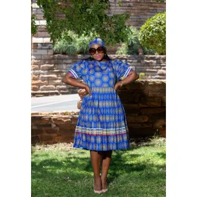 Short Sleeve Round Neck Ankara Dress