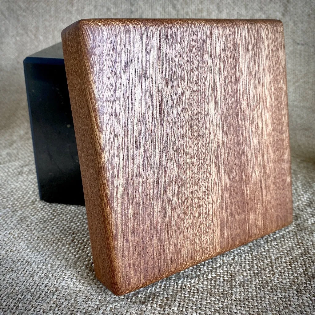 Shungite Cube, 3 Inch (75 mm) on Custom Mahogany Stand