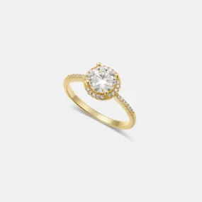 Sierra Round Cut Moissanite Gold Vermeil Ring with Halo