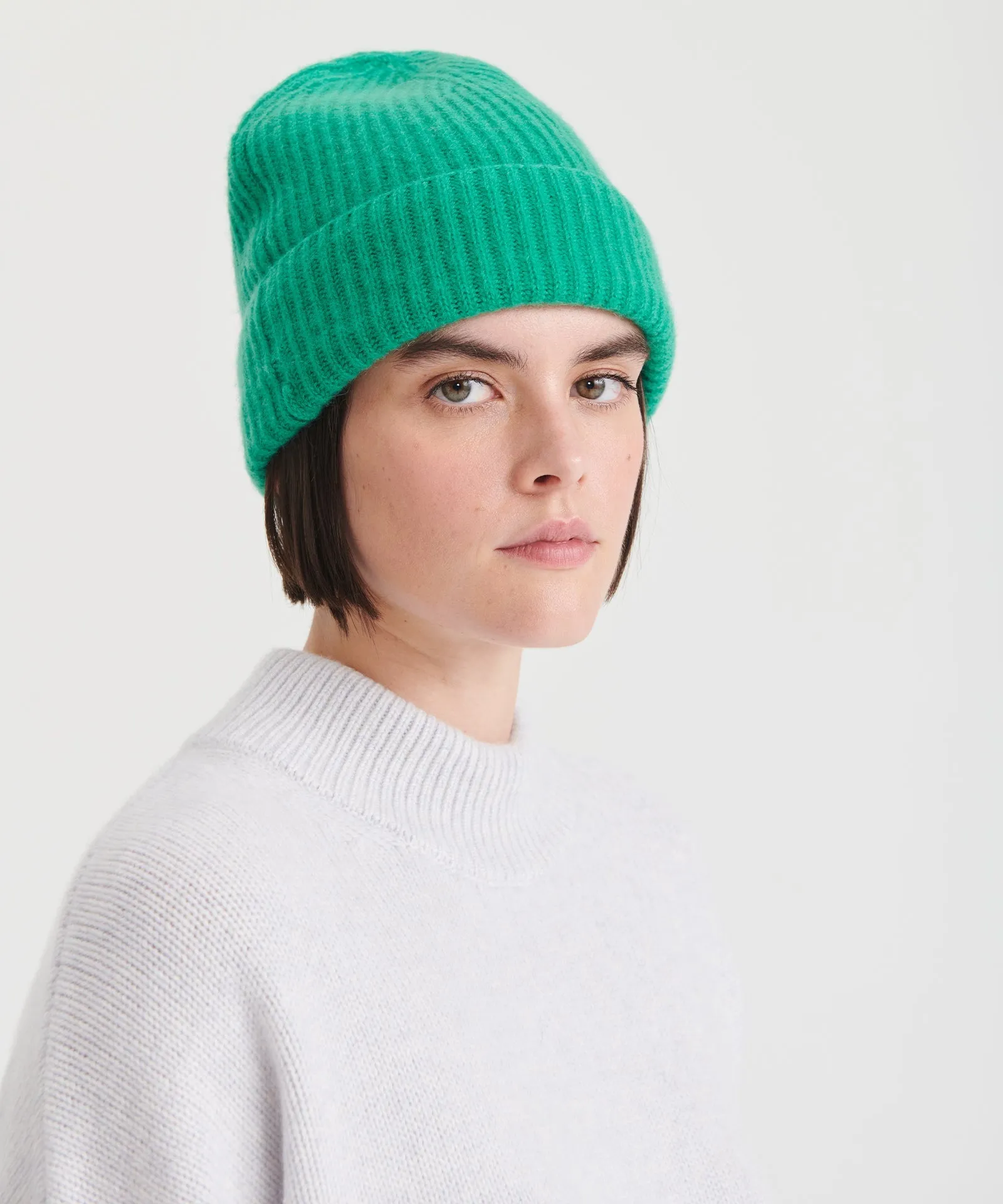 Signature Cashmere Ribbed Beanie