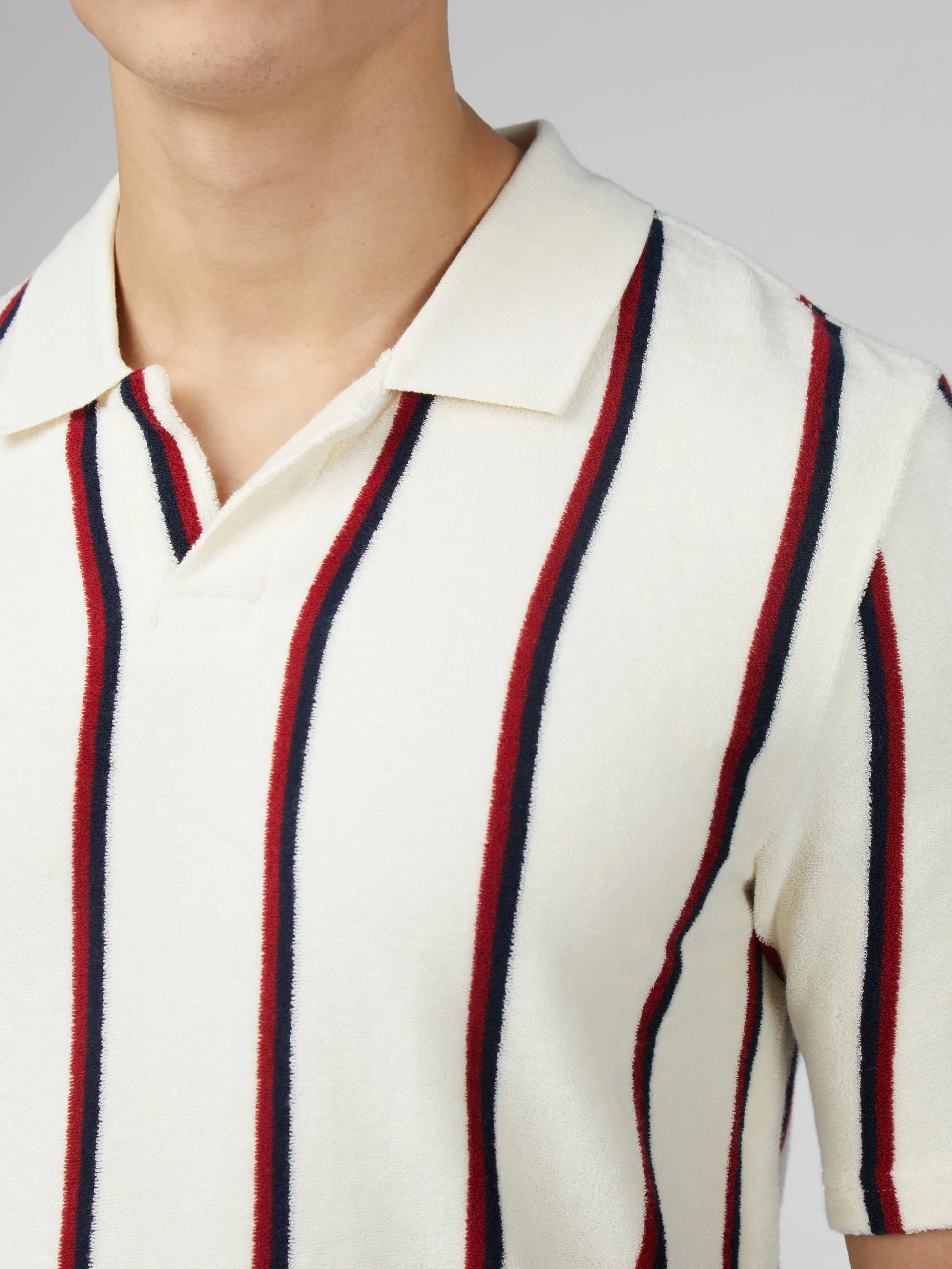 Signature Stripe Toweling Polo - White