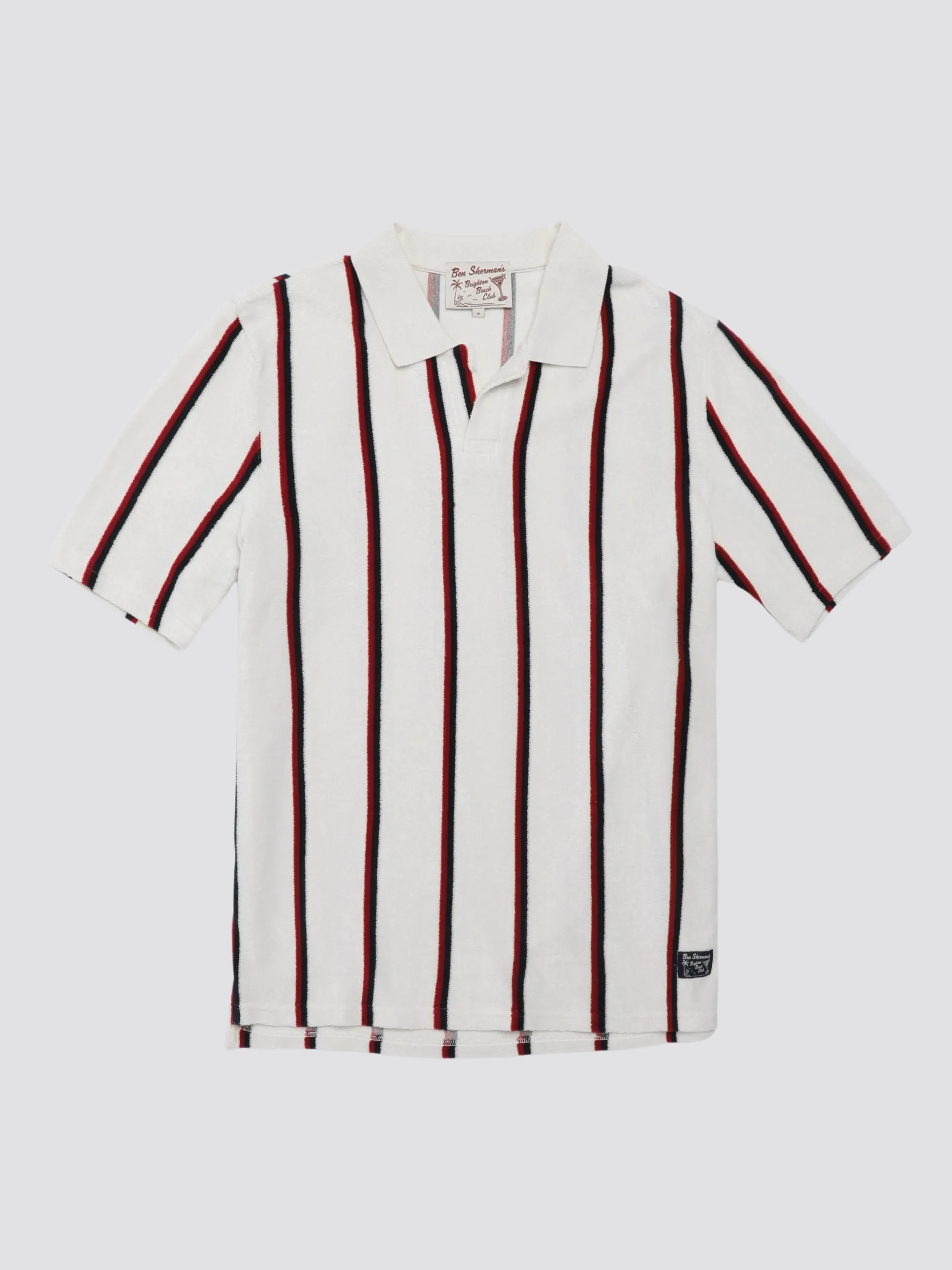 Signature Stripe Toweling Polo - White