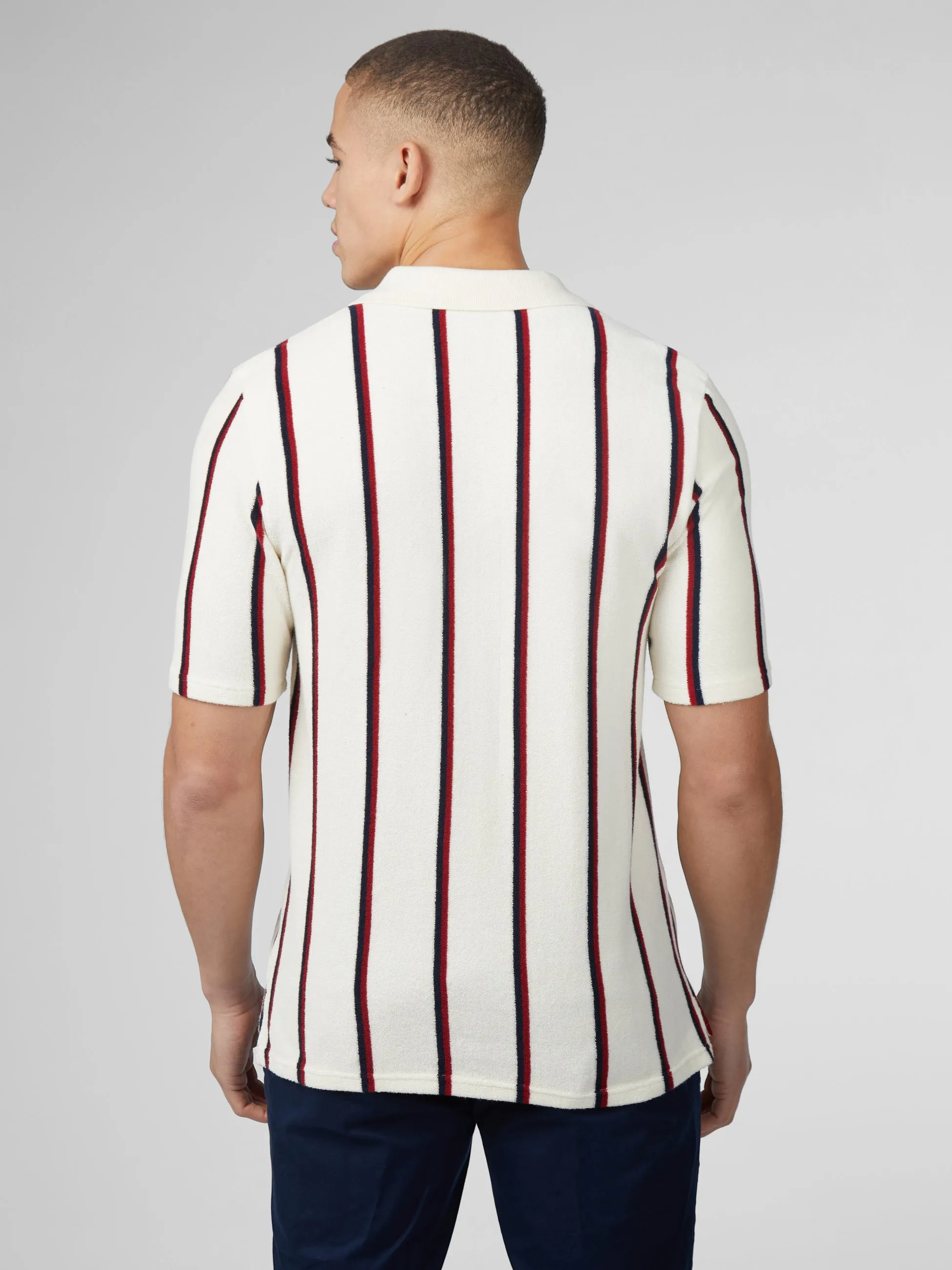 Signature Stripe Toweling Polo - White