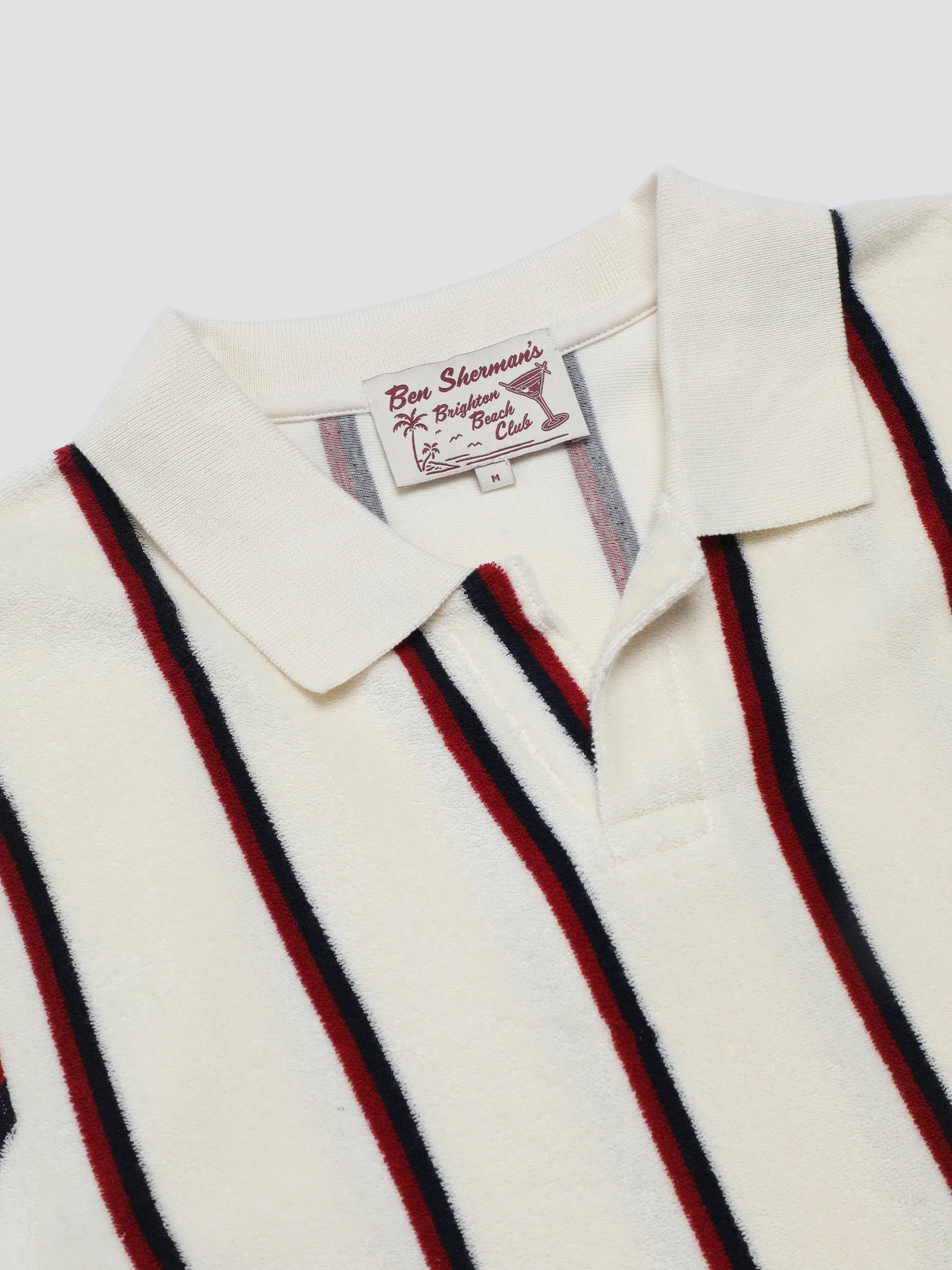 Signature Stripe Toweling Polo - White