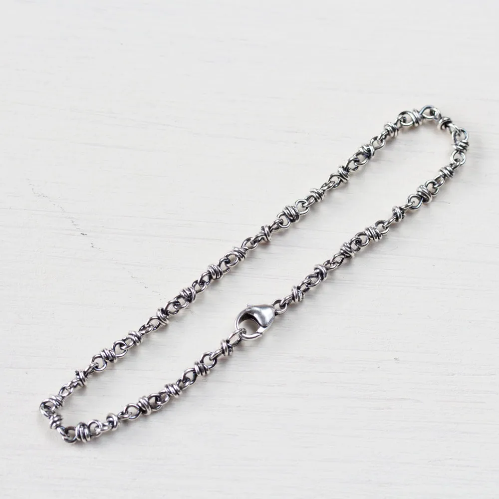 Simple Wire Wrapped Link Chain Bracelet, Sterling Silver