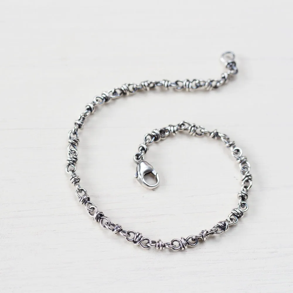 Simple Wire Wrapped Link Chain Bracelet, Sterling Silver