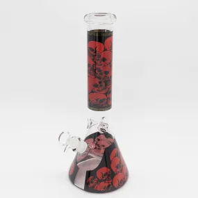 Skulls Glass Bong - Black & Red