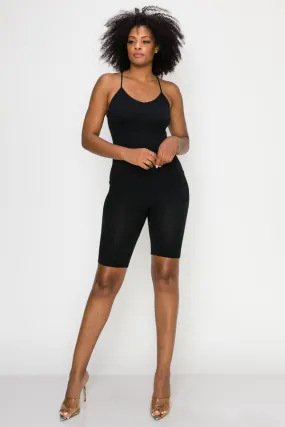 Solid Basic Romper-Black